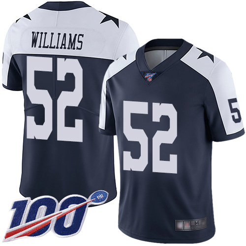 Men Dallas Cowboys Limited Navy Blue Connor Williams Alternate 52 100th Season Vapor Untouchable Throwback NFL Jersey